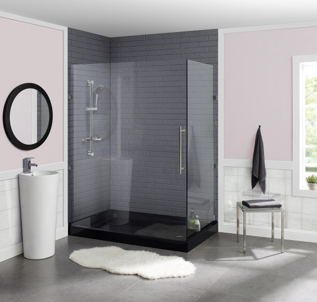 Voltaire 60"x36" Acrylic Black, Single-Threshold Shower Base, Right Drain