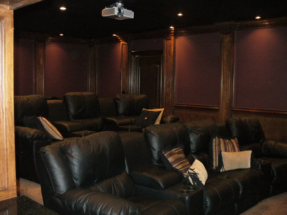 Inspiration for a traditional home theatre in Raleigh.