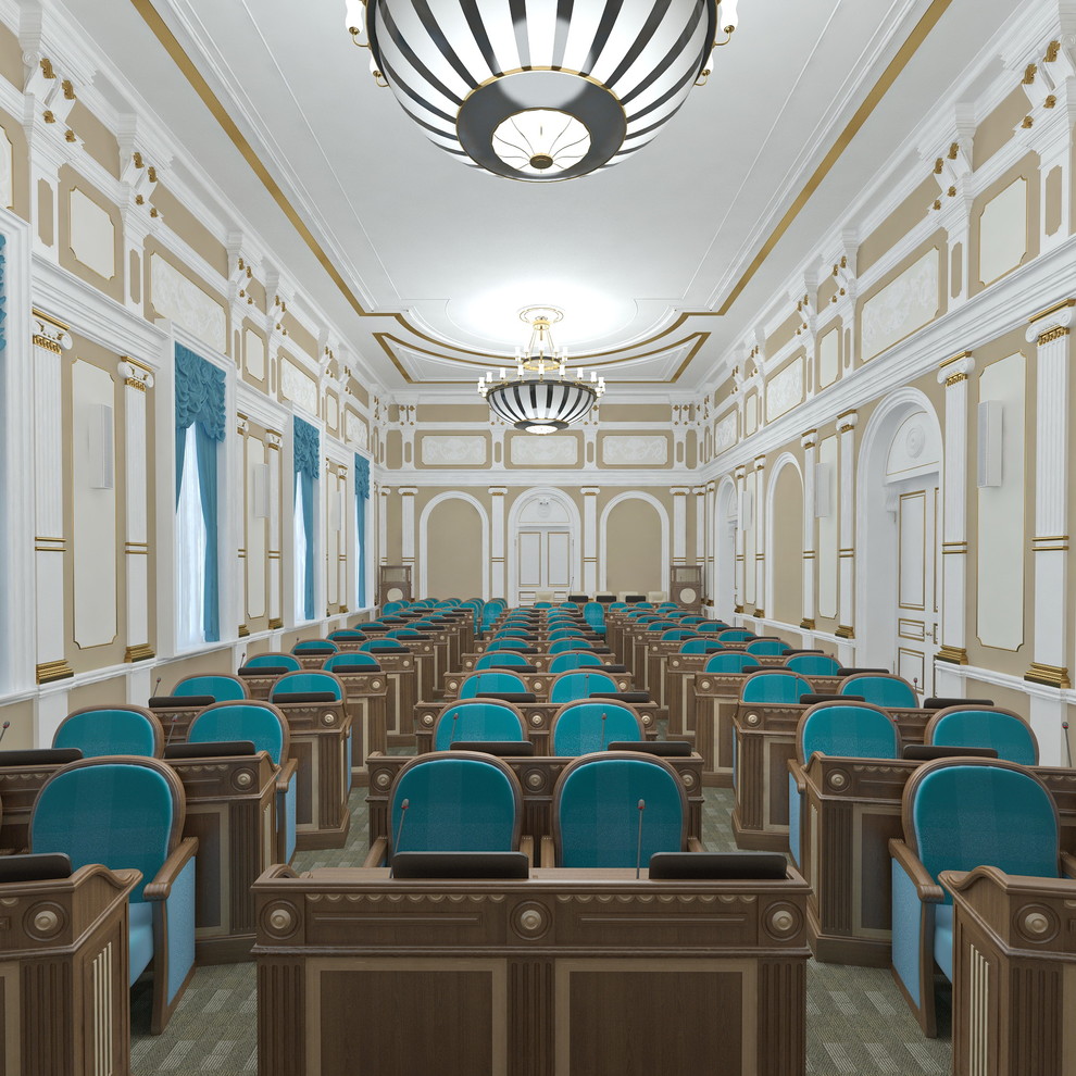 Актовый зал в здании администрации города Пермь. Городская Дума.