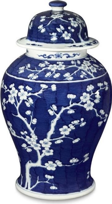 Temple Jar Vase Plum Tree Colors May Vary White Blue Variable