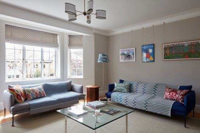 Highgate Mansion Block Flat amerikansk-craftsman-vardagsrum