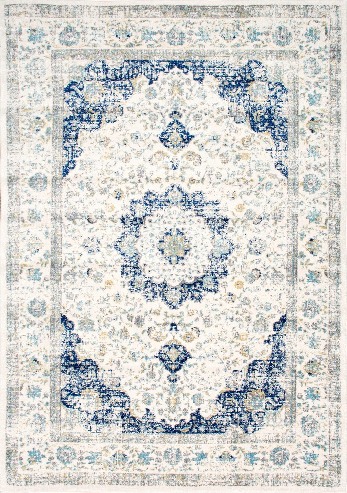 Nuloom Traditional Medallion Verona Rug, Blue 6'7"x9'