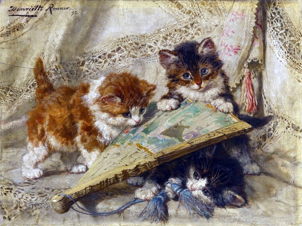 Tile Mural Three Kittens By Henriette Ronner Knip X Traditional Tile Murals By