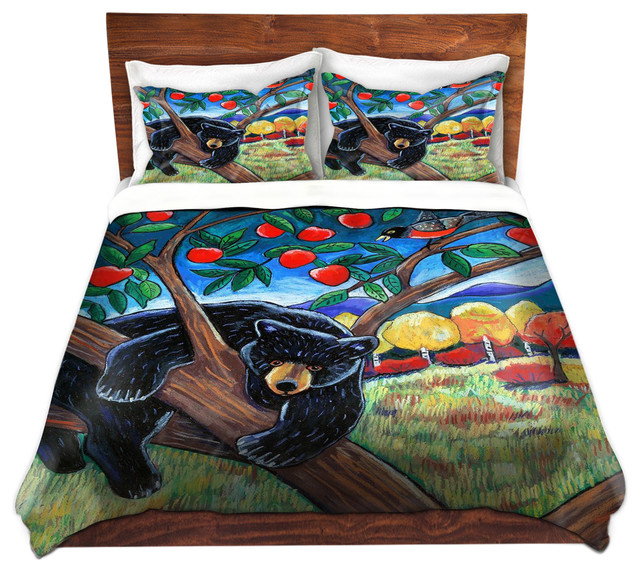 Duvet Covers Microfiber by Harriet Peck Taylor - A Bear in the Apple Tree