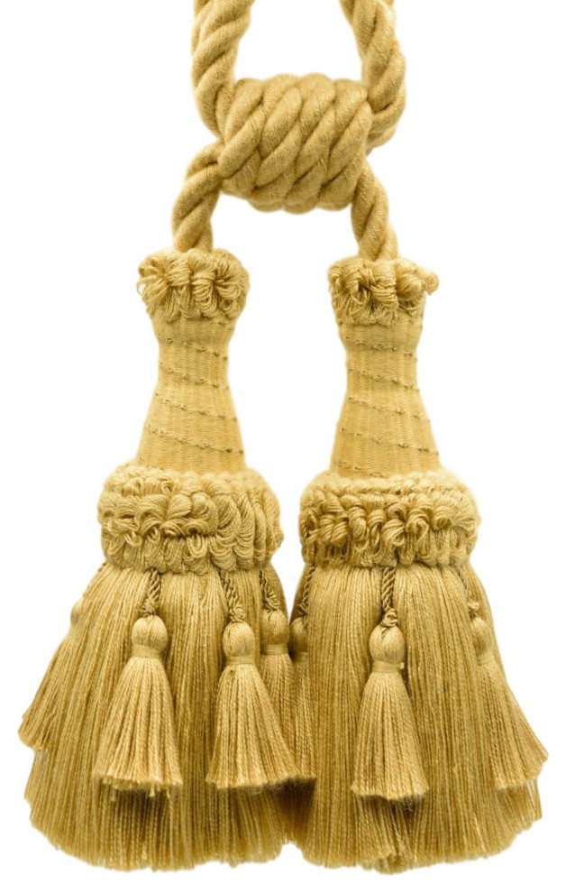 Coin Gold / Double Tassel Tieback / 6" Tassel, 30" Spread / Style