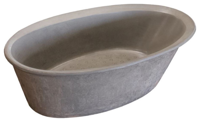 Concrete Soaking Tub, Gentle Gray, 58''