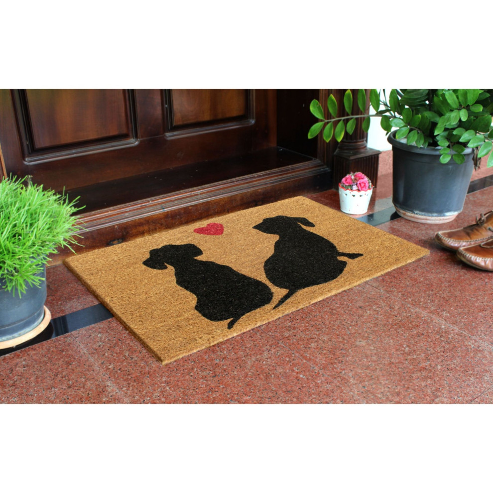 Red Machine Tufted Dogs Love Doormat, 18" x 30", 18" x 30