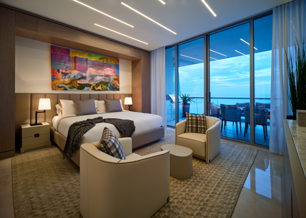Large contemporary bedroom in Miami.