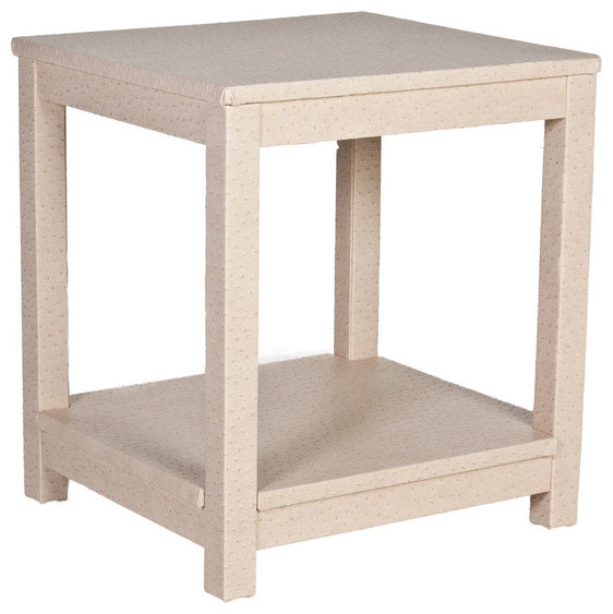 The Draper End Table, Natural Ostrich