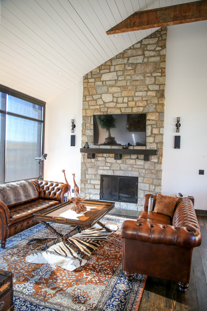 Mountain style home design photo in Calgary