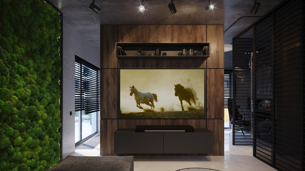 Интерьер квартиры в индустриальном стиле для холостяка