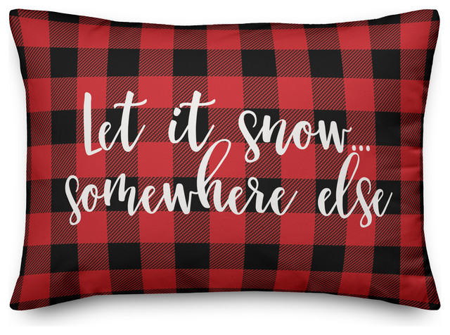 Let It Snow Somewhere Else, Buffalo Check Plaid 14x20 Lumbar Pillow