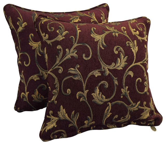 18" DoubleCorded Jacquard Chenille Square Throw Pillows Set of 2