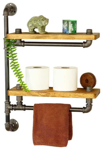 Farmhouse Bath Shelf With Towel Bar