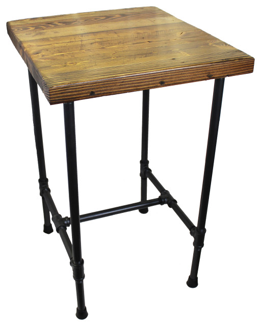 Natural Geo Dublin Rustic Pipe Wooden End Table Industrial Side