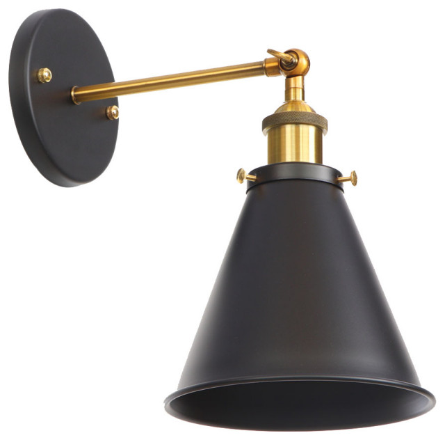 Modern Cone Wall Light Black 1-Light Metal Swing Arm Light - Industrial ...