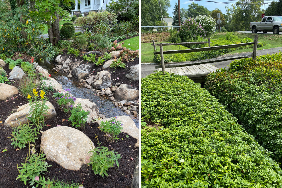 Inspiration for a mid-sized coastal drought-tolerant, rock and full sun front yard river rock landscaping in New York.