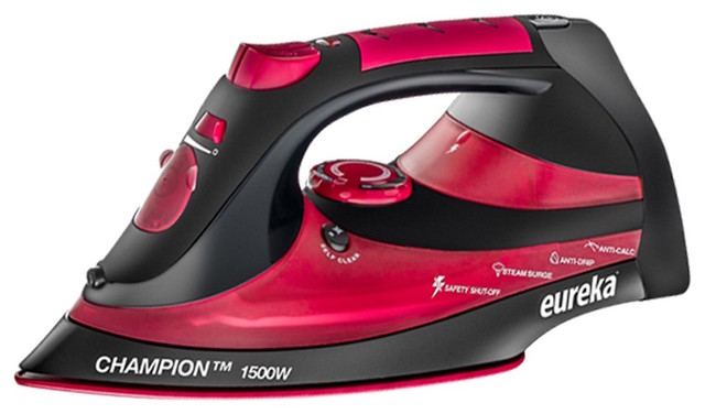 Eureka Champion 1500 Watt Iron With 8 ft. Retractable Cord Pouch Included, Red