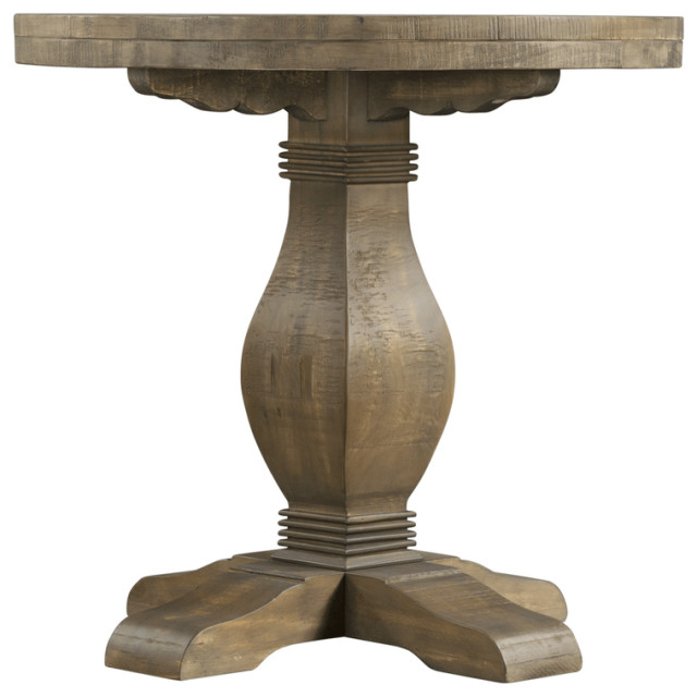 25 Reclaimed Natural Solid Wood Round Pedestal End Table Side Tables   Home Design 