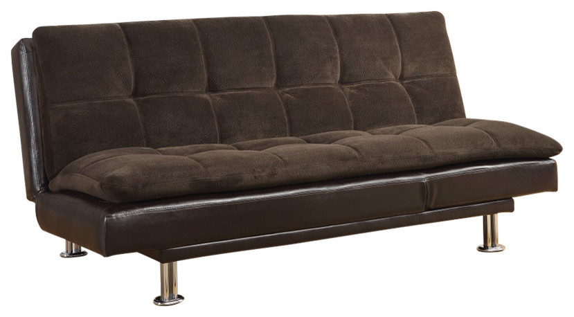 Casual Style Soothing Sofa Bed with Chrome Legs, Brown