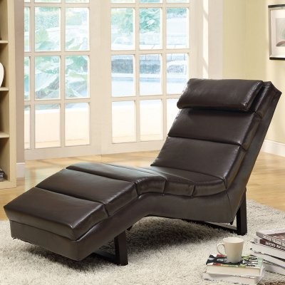Monarch Faux Leather Chaise Lounger - Dark Brown