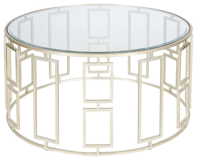Jenny Silver Leaf Round Coffee Table Contemporary Coffee Tables by Babe on Broadway