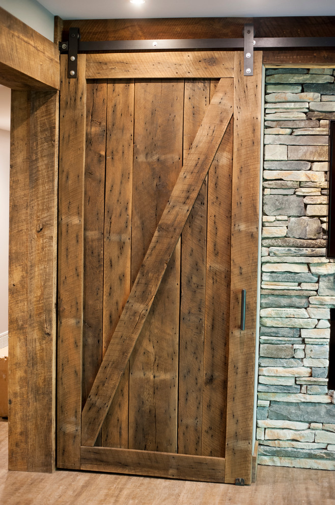 Inspiration for a rustic basement remodel in Cincinnati