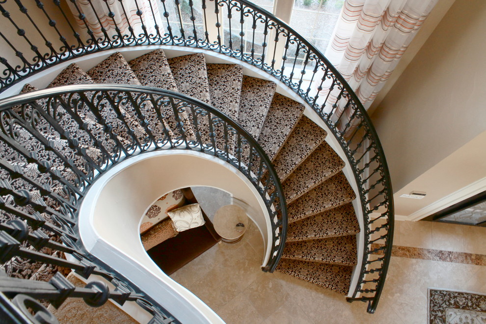 Traditional spiral staircase in Dallas.