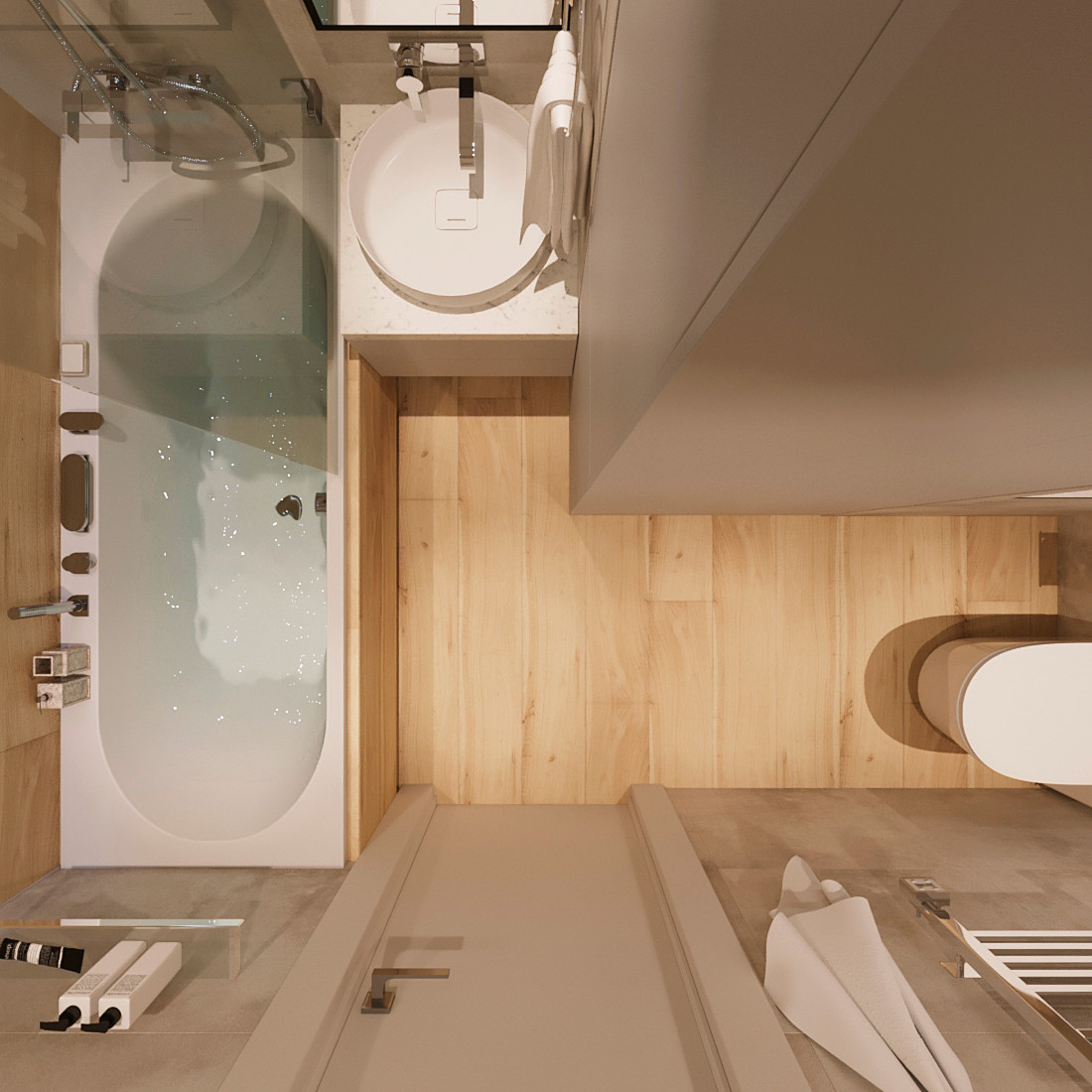 Ванная комната в теплой гамме