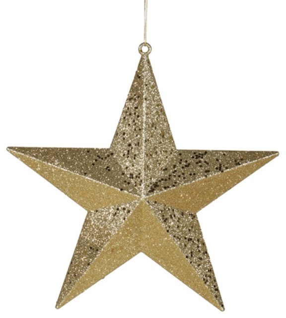 6" Classical Gold With Matching Glitter Christmas Star Ornament