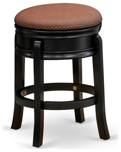 Atlin Designs 24" Round Wood Backless Bar Stool in Black/Brown