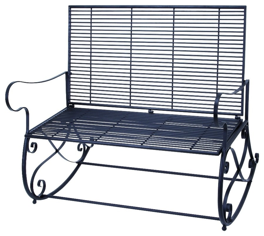 Traditional And Modern Metal Rocker Bench 41 W 36 H Patio Furniture Home Decor Traditional Outdoor Benches By Gwg Outlet