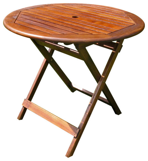 International Caravan Highland Acacia 32 Folding Patio Table In Stain