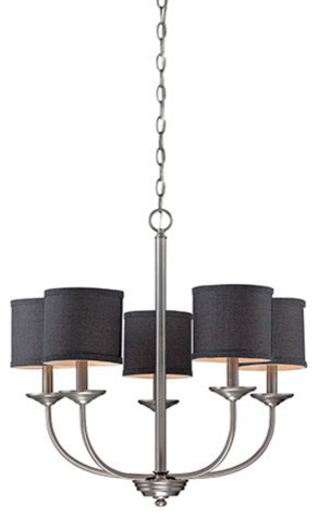 Jackson Brushed Pewter 25-Inch Five-Light Chandelier with Charcoal Shade
