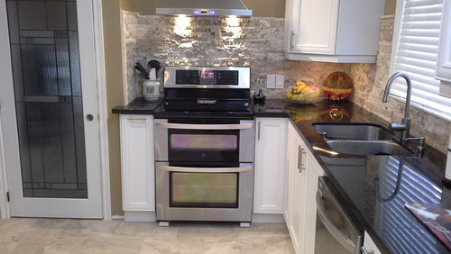 Back splash on unusual wall