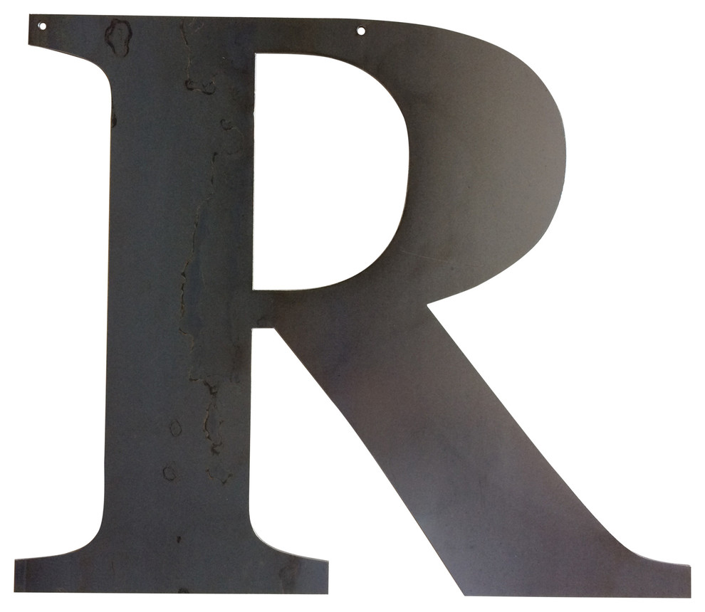 Rustic Large Letter "R", Raw Metal, 24"