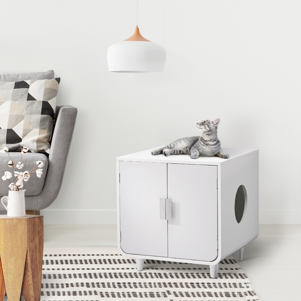 Wooden Cat Litter Box & Side Table Litter Boxes And Covers