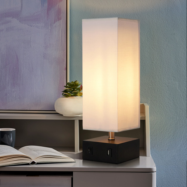 Modern Metal Table Lamp with USB Port, White - Table Lamps - by TEAMSON ...