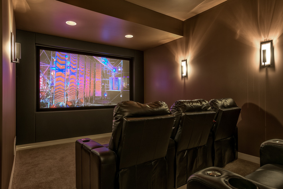 Photo of a transitional home theatre in Omaha.