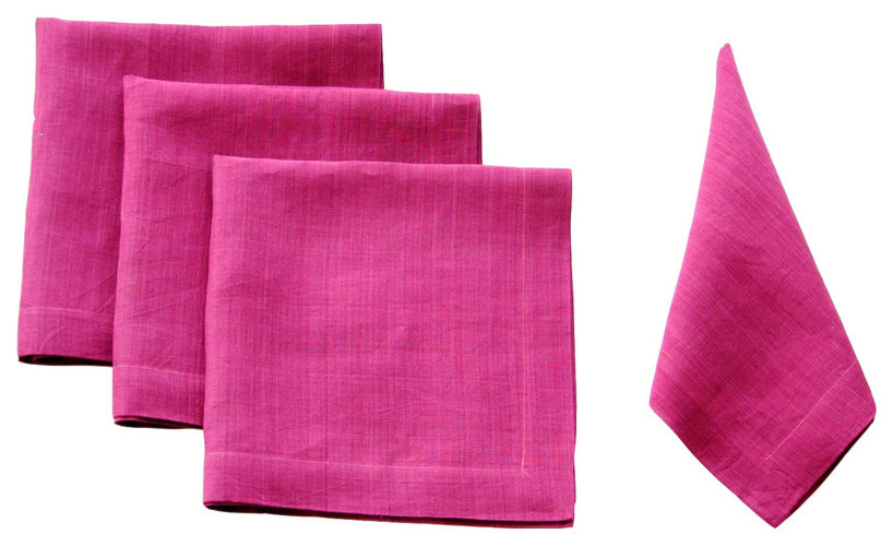 Raspberry Handcrafted Sustainable Linen Napkins, Set of 4