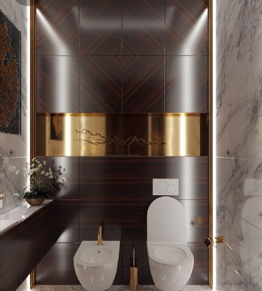 Ванная в эко стиле,  с элементами бамбука и трасника