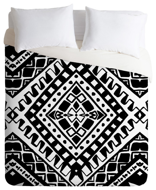 Amy Sia Tribe Black And White 2 Duvet Cover Set Contemporary