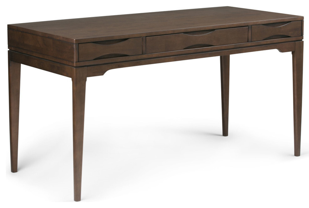 Harper Solid Hardwood Modern 60" Wide Writing Office Desk In Walnut