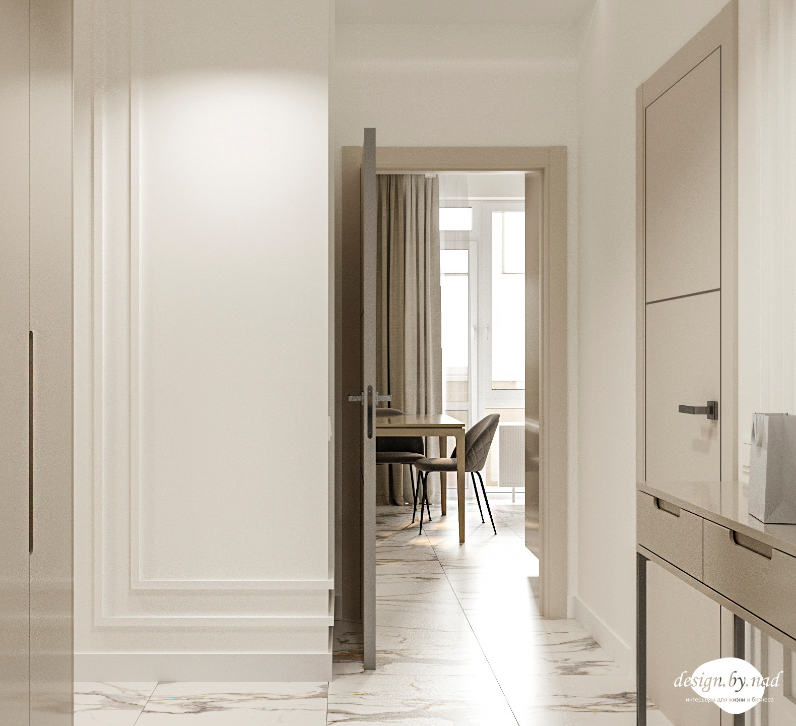 Трехкомнатная квартира в светло-бежевых тонах