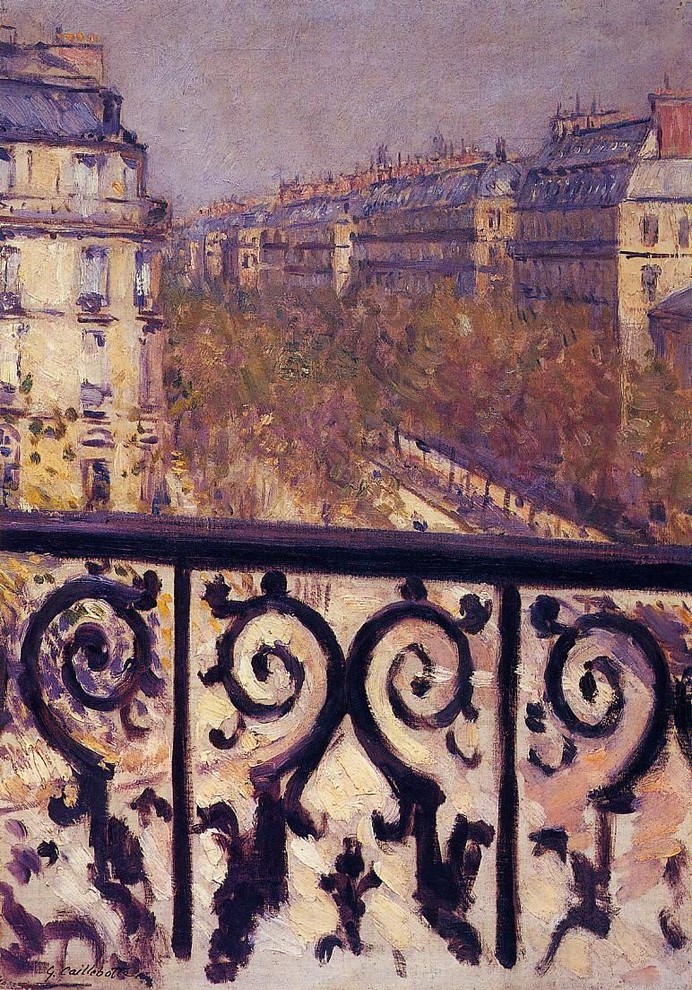 Gustave Caillebotte Balcony in Paris, 16"x24" Premium Archival Print