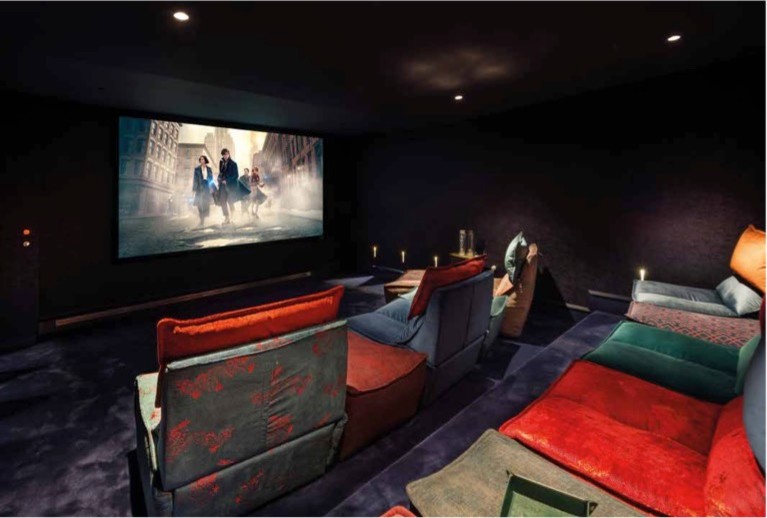 Large contemporary home cinema in London.