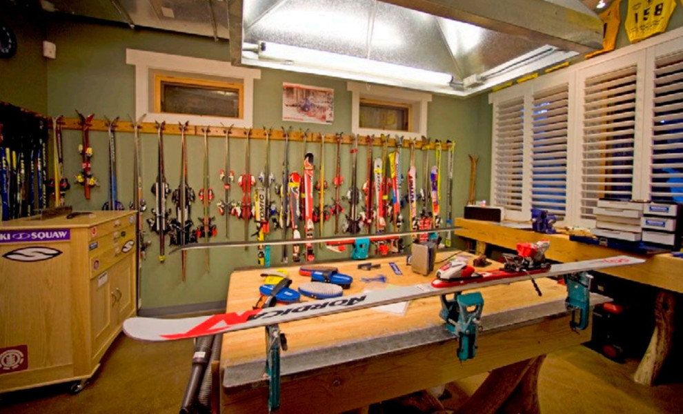 Example of a huge mountain style attached garage workshop design