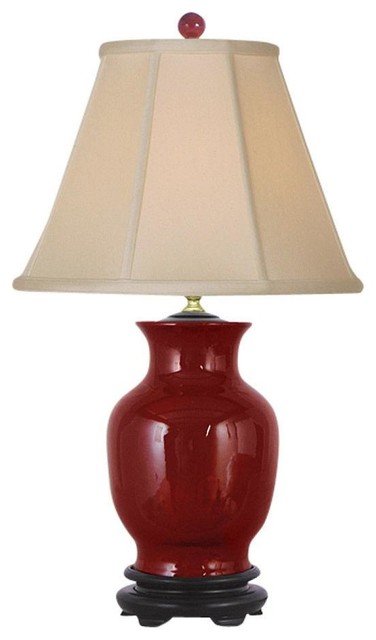 Beautiful Oxblood Red Porcelain Vase, Traditional Table Lamps Porcelain