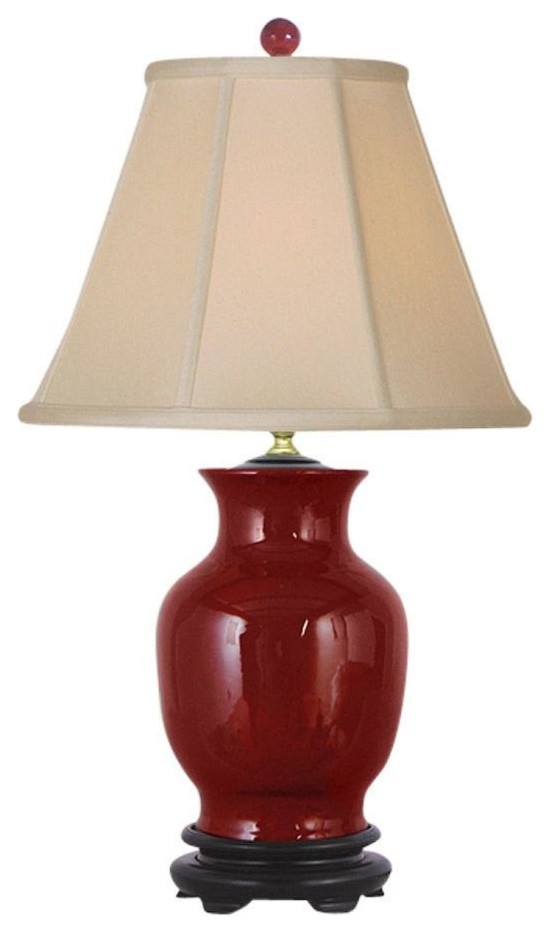 Beautiful Oxblood Red Porcelain Vase Table Lamp, 20