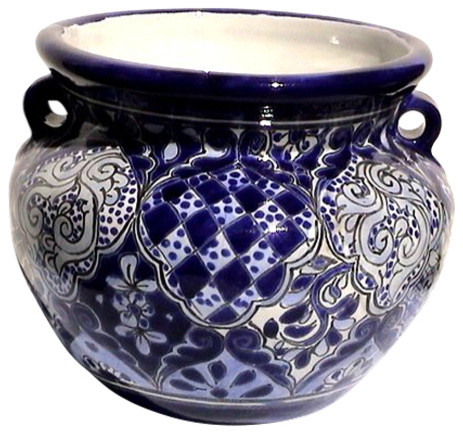 Bowl BLUE Small Talavera Planter H-4W-4 Authentic Mexican Pottery Hand Painted 